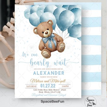 teddy bear baby shower invitation we can bearly wa