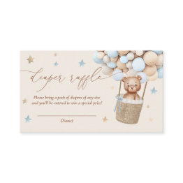 Small Teddy Bear Balloon Baby Shower Diaper Raffle Enclosure Invitations Front View