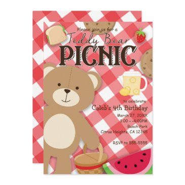 teddy bear picnic summer birthday party invitation