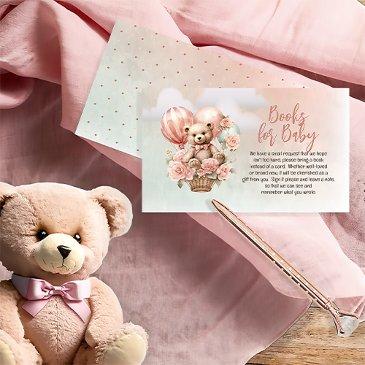teddy bear pink balloon baby shower books for baby enclosure invitations
