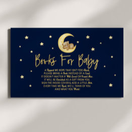 Small Teddy Bear Stars Baby Shower Books For Baby Invitations Front View