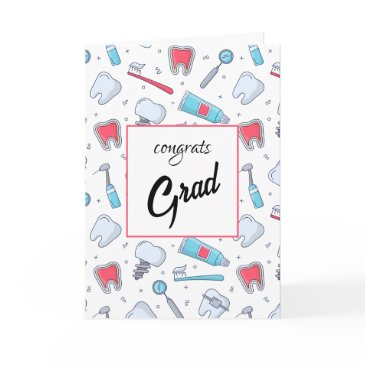 teeth and tools dental pattern graduation invitations