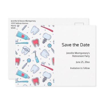 teeth and tools dental pattern retirement announcement postinvitations