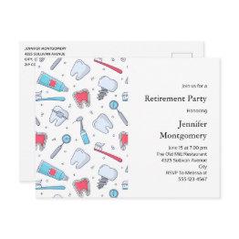 Small Teeth And Tools Dental Pattern Retirement Invitation Postinvitations Front View