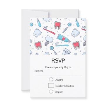 teeth and tools dental pattern rsvp invitations