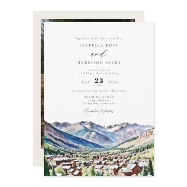 telluride colorado mountain ski travel wedding invitation