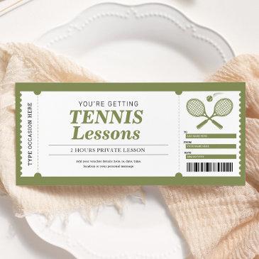 tennis lesson gift certificate voucher invitation