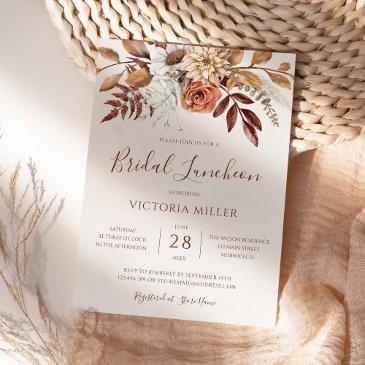 terracotta autumn floral boho fall bridal luncheon invitation