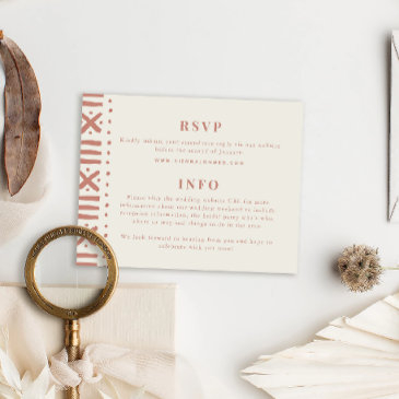 terracotta boho mudcloth border wedding enclosure invitations