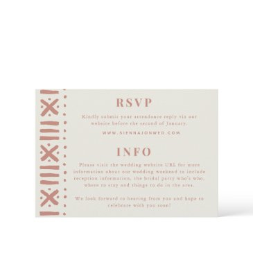 terracotta boho mudcloth border wedding rsvp invitations