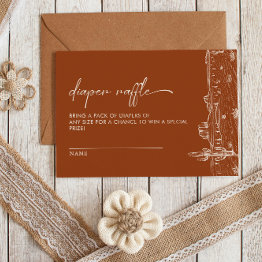 Small Terracotta Cactus Desert Baby Shower Diaper Raffle Enclosure Invitations Front View