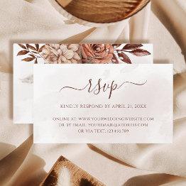Small Terracotta Flowers Boho Fall Wedding Online Rsvp Enclosure Invitations Front View
