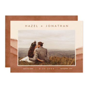 terracotta ombre | minimalist photo save the date announcement