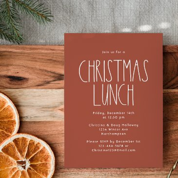 terracotta red boho polka dot christmas lunch invitation