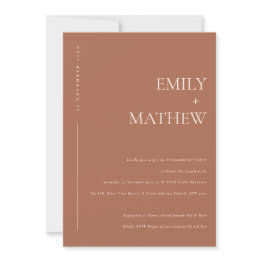 Small Terracotta Rust Orange Typography Engagement Invitation Front View