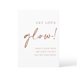 Small Terracotta Script Let Love Glow Wedding Sign Menu Front View