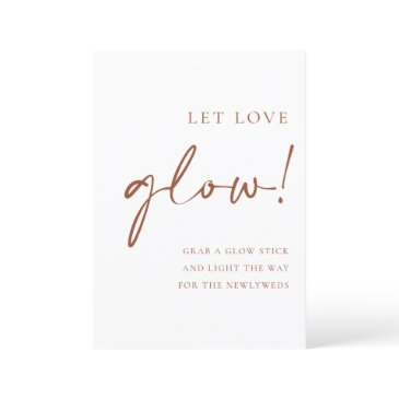 terracotta script let love glow wedding sign menu