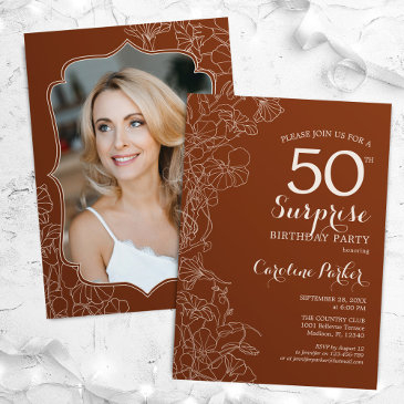 terracotta surprise photo 50th birthday invitation