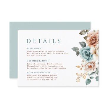 terracotta teal neutral watercolor floral wedding enclosure invitations