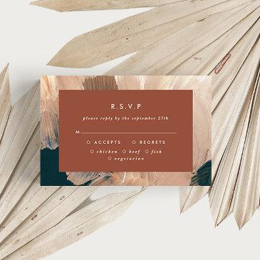 terracotta teal painterly modern wedding r.s.v.p i invitation