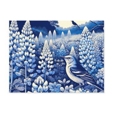 texas bluebonnets and northern mockingbird texan  postinvitations