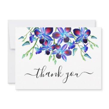 thank you elegant blue orchids floral watercolor