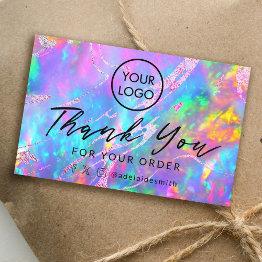 Small Thank You Fire Opal Background Business Invitations Front View