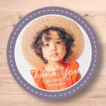 thank you for coming modern preppy custom photo classic round sticker