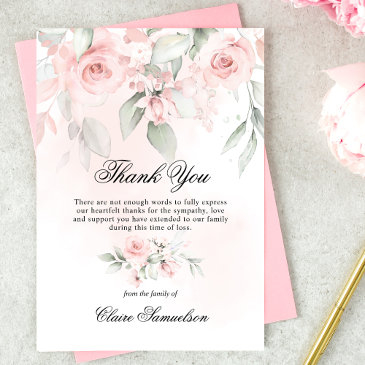 thank you funeral sympathy pink roses floral