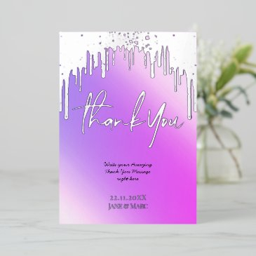 thank you holographic glitter drips foil invitations