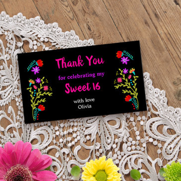 thank you mexican fiesta floral sweet 16 invitations