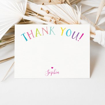 thank you note rainbow letters bright colors invitation