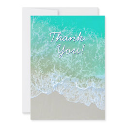 Small Thank You, Personalize Message, Teal Beach Waves Thank You Invitations Front View