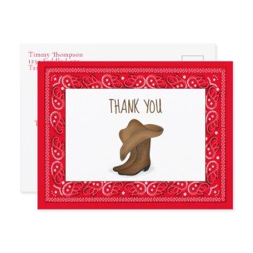 thank you red bandana cowboy cute hat and boots postinvitations