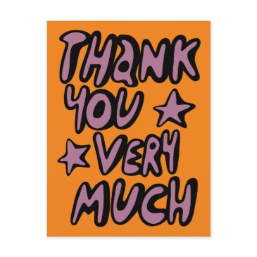 thank you very much bubble letters purple orange postinvitations