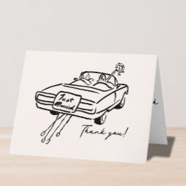 Small Thank You Wedding Invitations Sketchy Just Married Car Front View