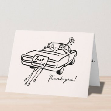 thank you wedding invitations sketchy just married car