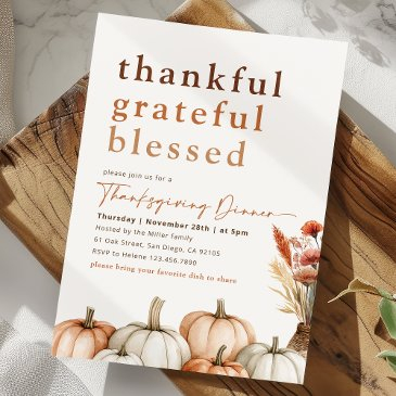 thankful grateful blessed elegant thanksgiving invitation