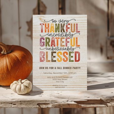 thankful grateful blessed fall dinner party invitation