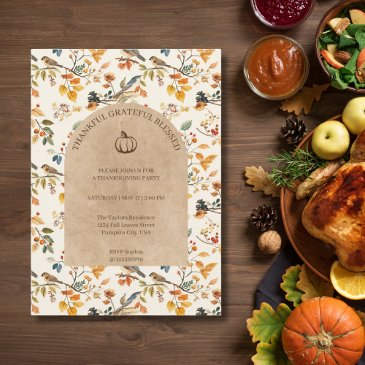 thankful grateful blessed thanksgiving party invitation