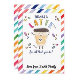 Small Thanks A Latte Purple Gift Invitations Holder Coffee Invitations Front View