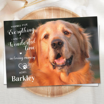 thanks for everything pet loss dog memorial photo thank you invitations