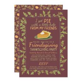 Small Thanksgiving Friendsgiving Party Pumpkin Pie Humor Invitation Front View