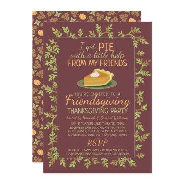 thanksgiving friendsgiving party pumpkin pie humor invitation