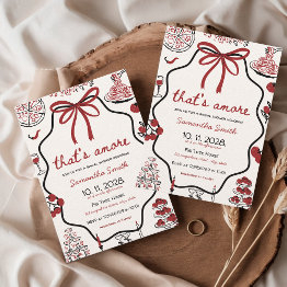 Small That's Amore Bridal Shower Italian Hand Drawn Invitation Front View
