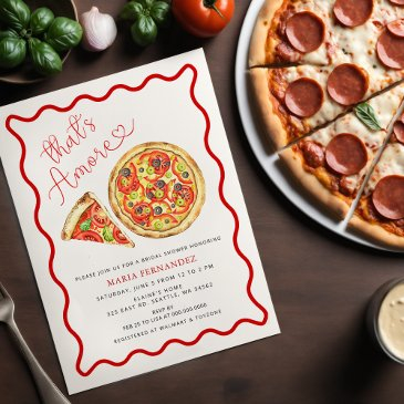 thats amore italian pizza party bridal shower invitation