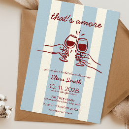 Small That's Amore Italian Wine Bridal Shower Hand Drawn Invitation Front View