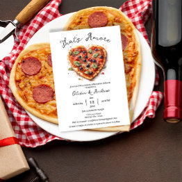 Small That's Amore Pizza Casual Italian Rehearsal Dinner Invitation Front View