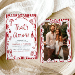 Small That's Amore Whimsical Italian Engagement Party Invitation Front View