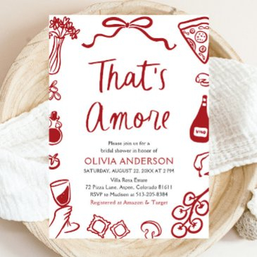 that's amore whimsical italian pizza bridal shower invitation
